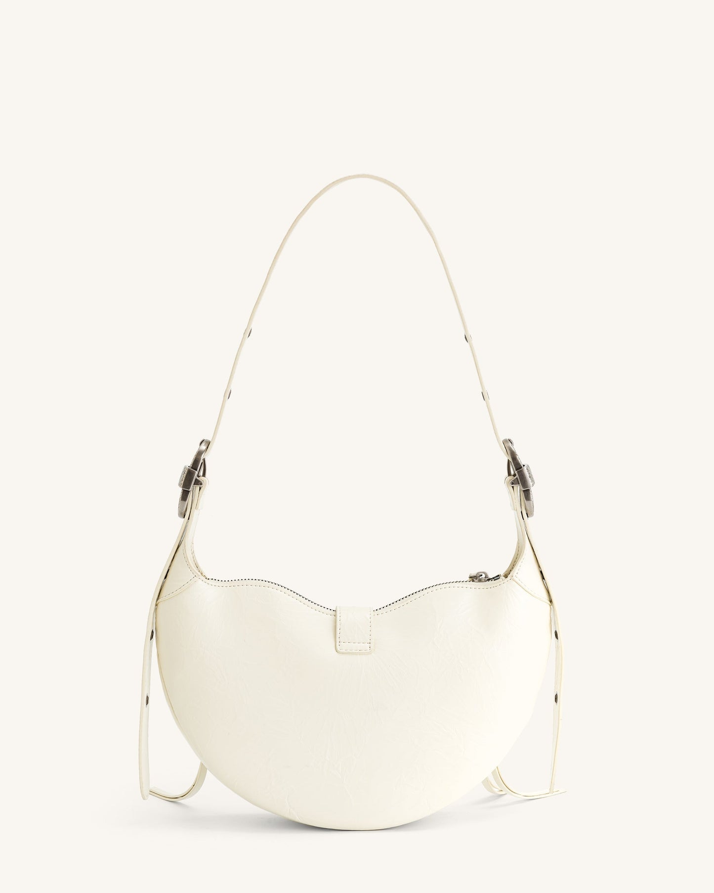 Bolso Valentina Cuero Vegano con Detalles Plateados y Correa Ajustable