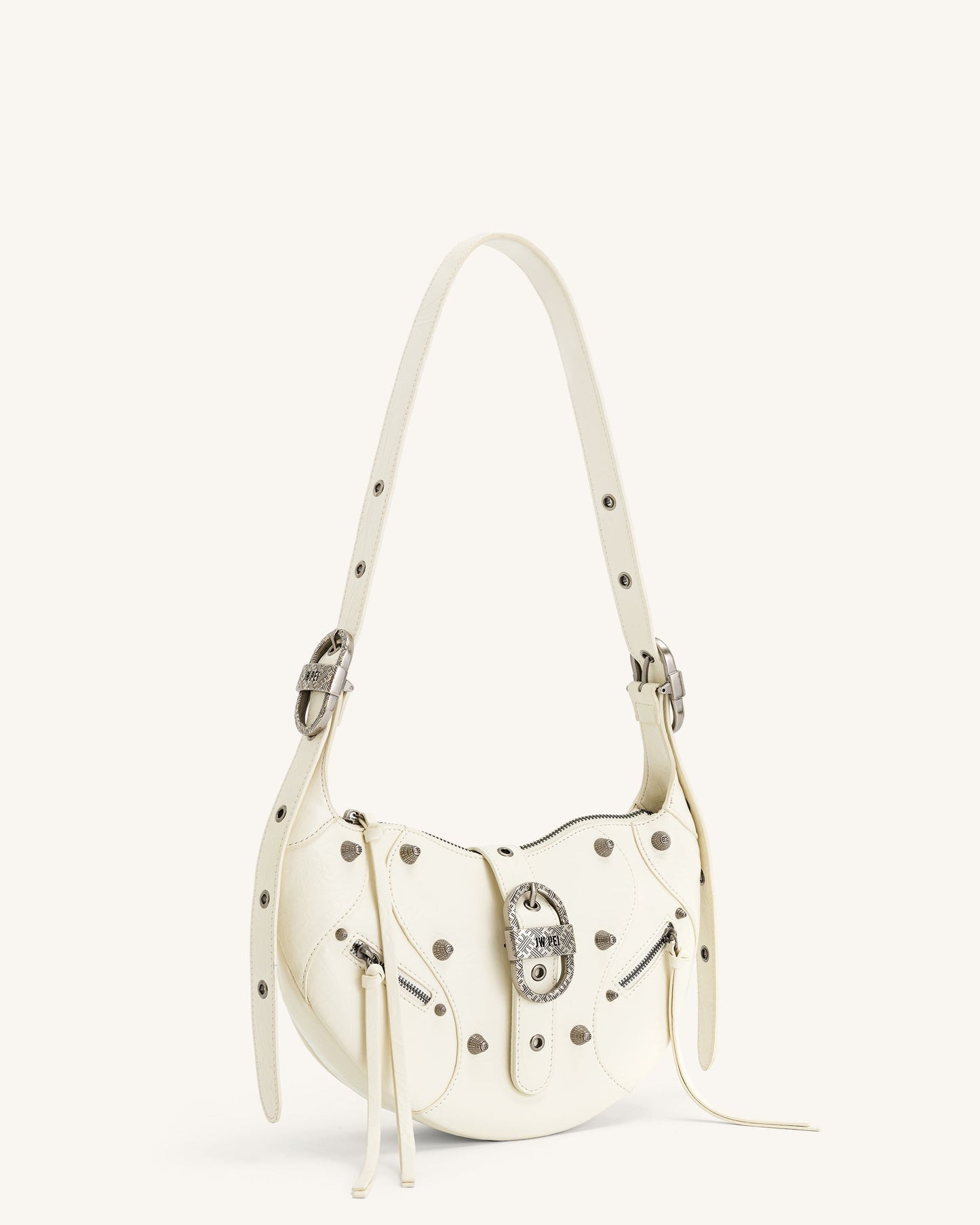 Bolso Valentina Cuero Vegano con Detalles Plateados y Correa Ajustable
