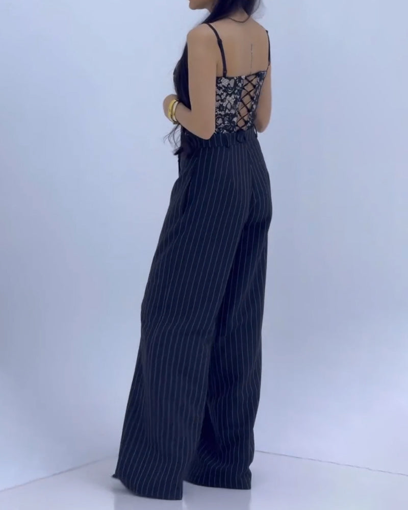 Pantalones Casuales a Rayas Irregulares