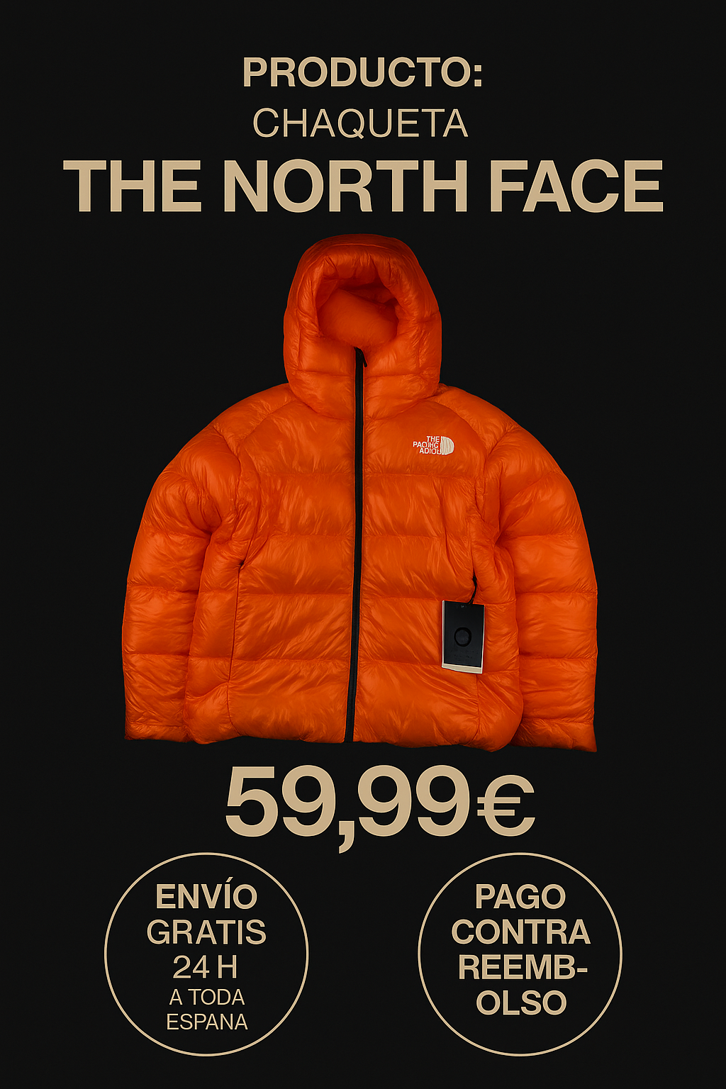 North Face Orange Summit L6 Cloud Down Parka Puffer Jacket - Medium