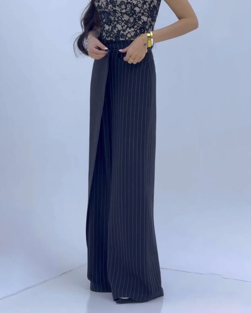 Pantalones Casuales a Rayas Irregulares