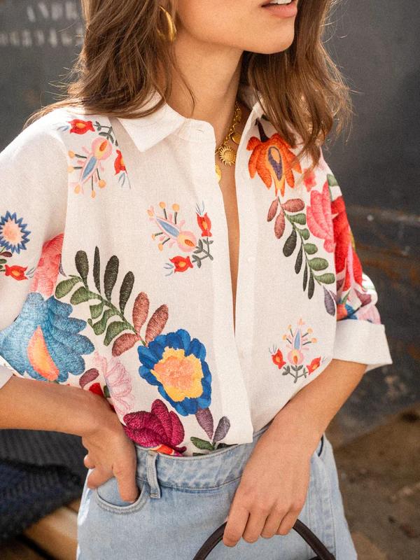 Camisa Carla Estampado Floral Manga Corta