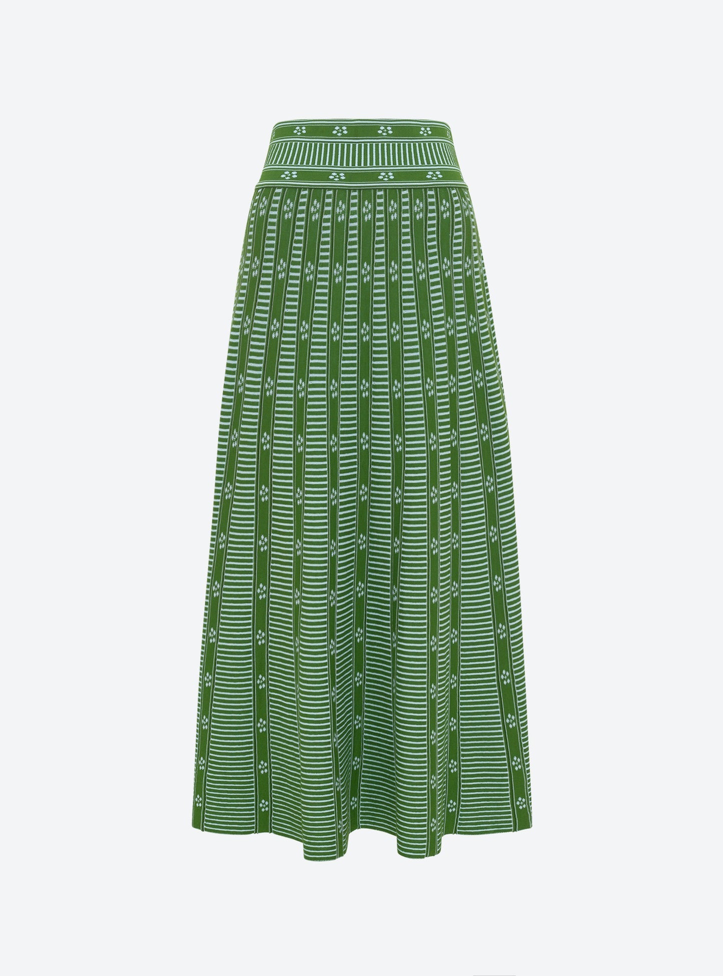 Falda midi en jacquard floral Verde Lirio