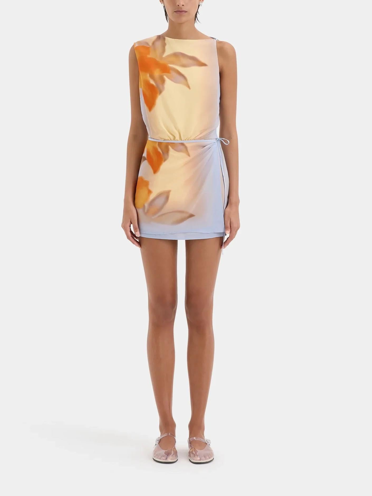 Vestido mini en crepe con print Sequoia Floral