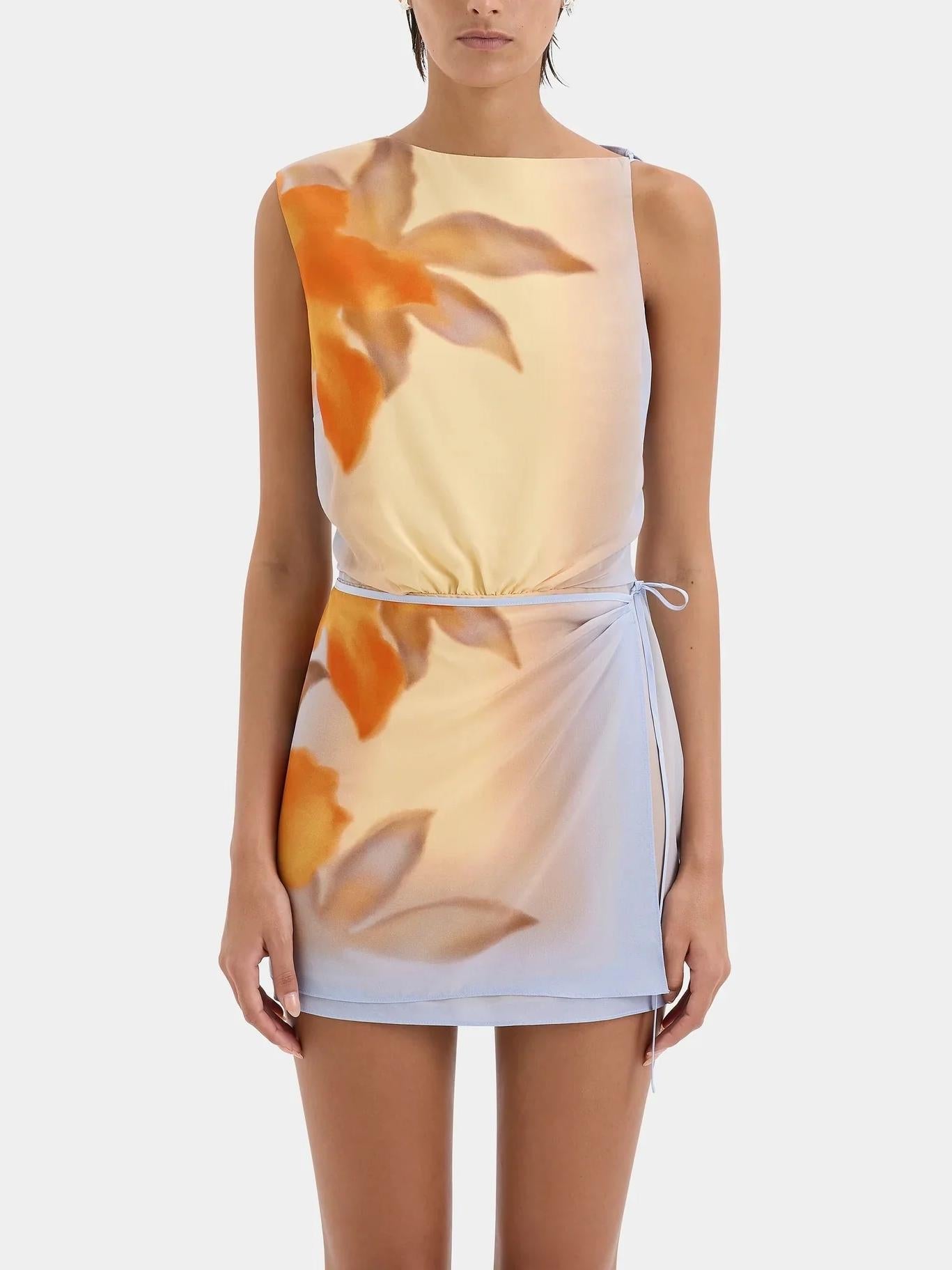 Vestido mini en crepe con print Sequoia Floral
