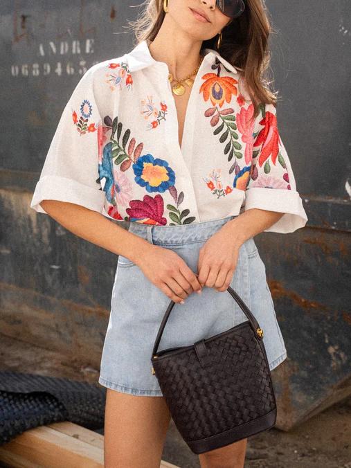 Camisa Carla Estampado Floral Manga Corta