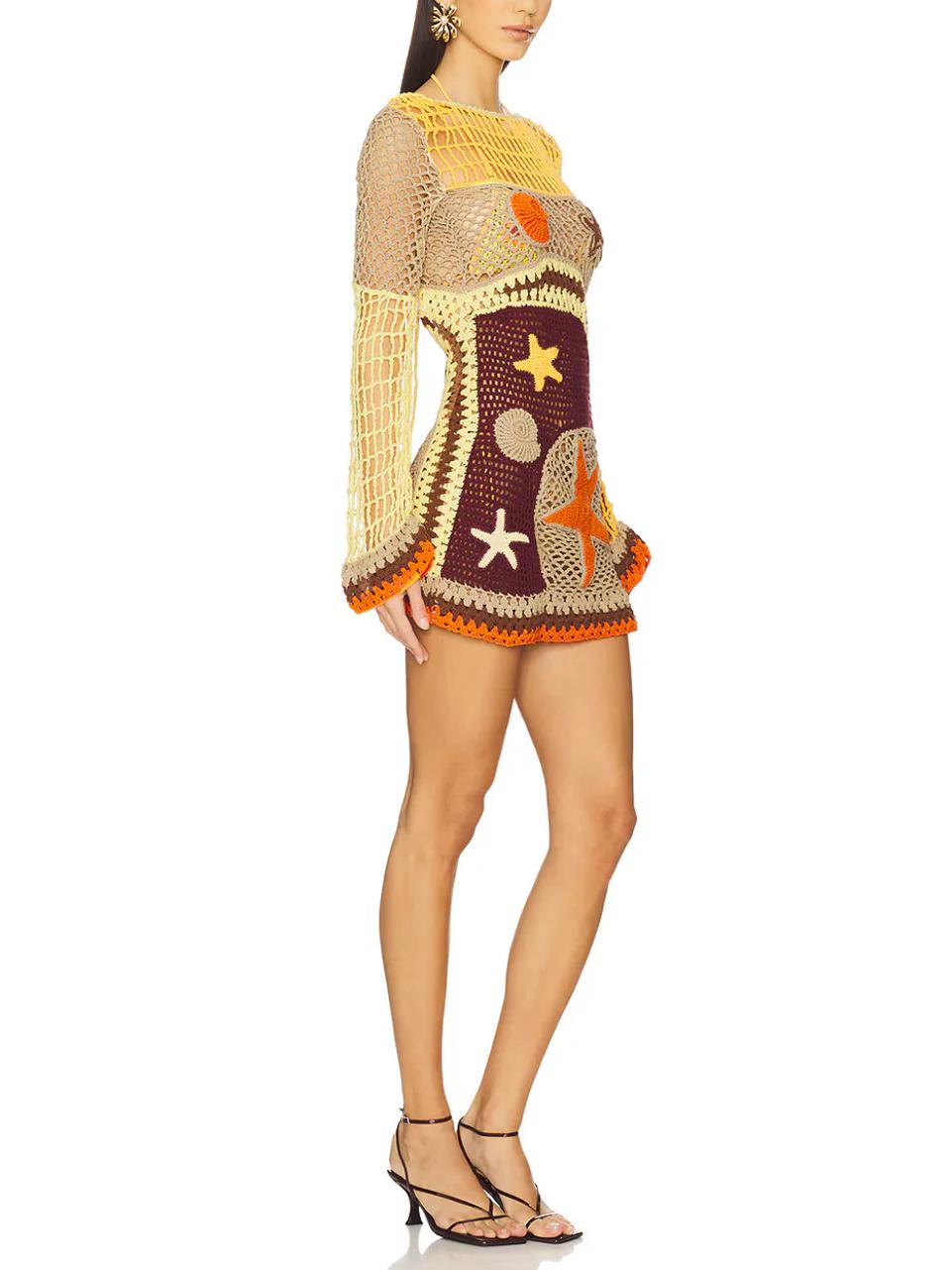 Vestido Crochet Coral