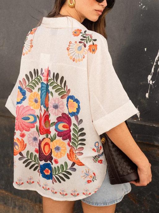 Camisa Carla Estampado Floral Manga Corta