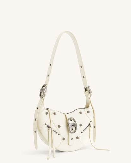 Bolso Valentina  Cuero Vegano con Detalles Plateados y Correa Ajustable