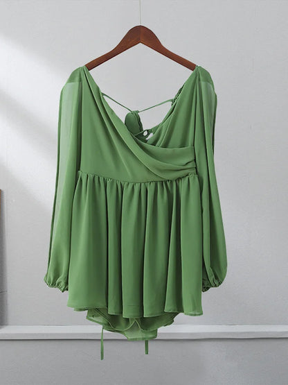 Vestido Verde Esmeralda con Volados – Frescura y sensualidad en cada movimiento