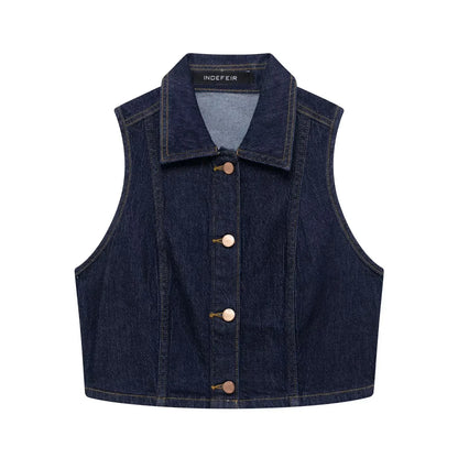 Conjunto Conny – Chaleco sin Mangas + Vaquero de Tiro Alto