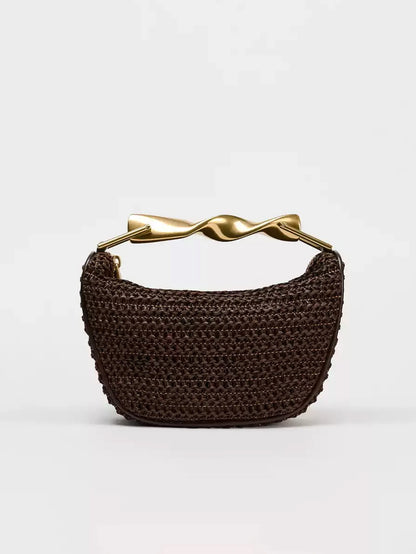 Mini Bolso Trenzado con Asa Metálica – Sofisticación compacta para cada ocasión