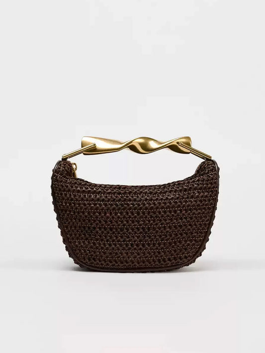 Mini Bolso Trenzado con Asa Metálica – Sofisticación compacta para cada ocasión