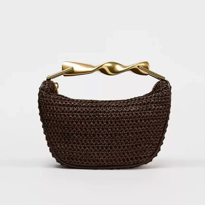 Mini Bolso Trenzado con Asa Metálica – Sofisticación compacta para cada ocasión