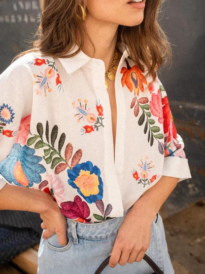 Camisa Carla Estampado Floral Manga Corta