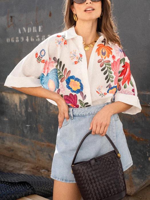 Camisa Carla Estampado Floral Manga Corta