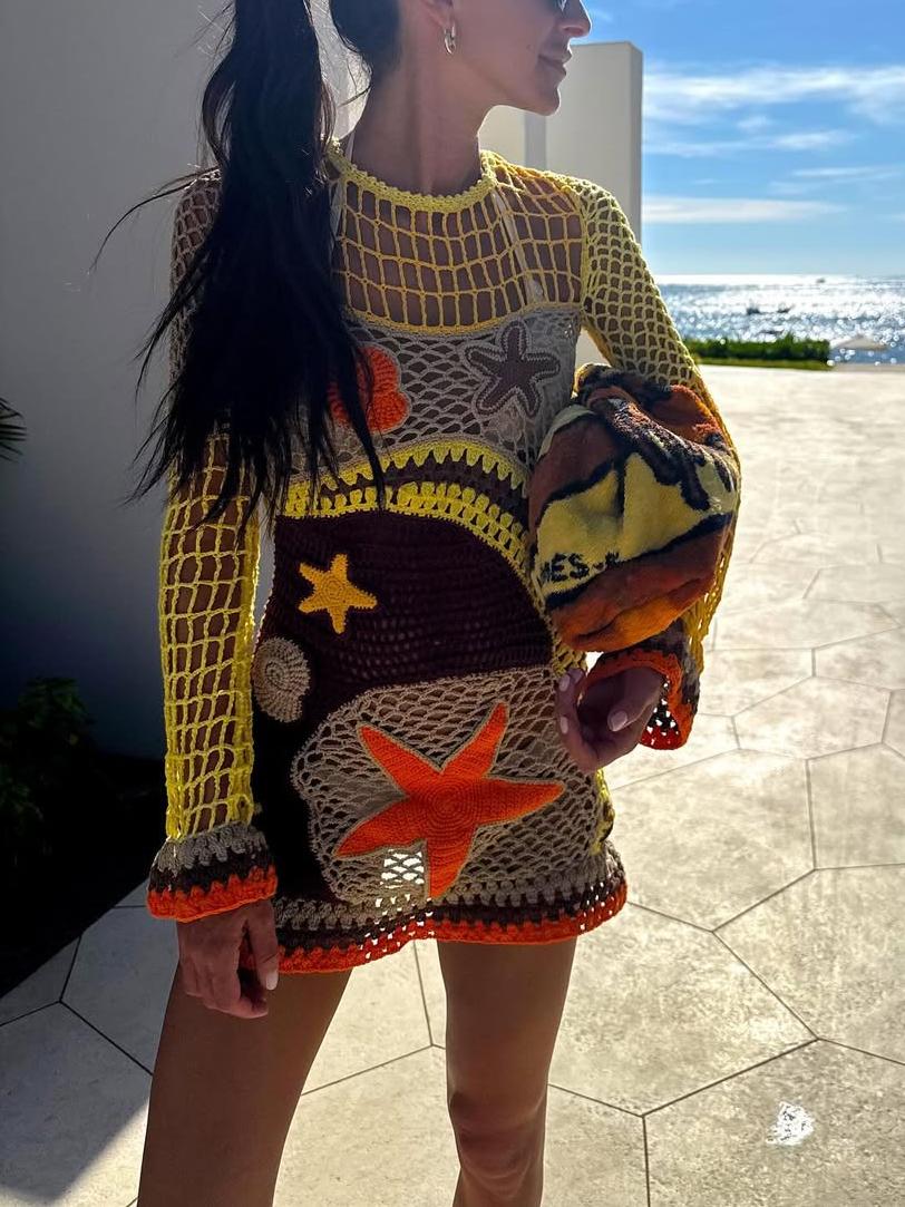 Vestido Crochet Coral