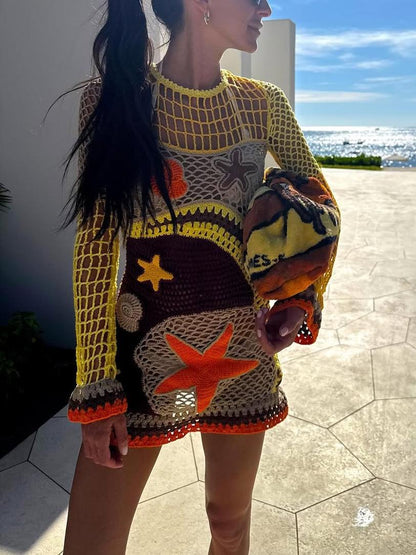 Vestido Crochet Coral