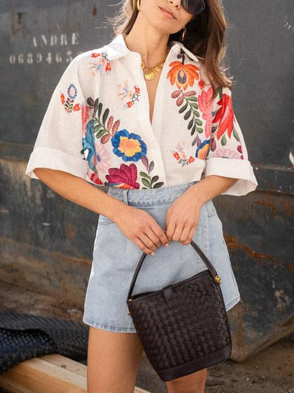 Camisa Carla Estampado Floral Manga Corta