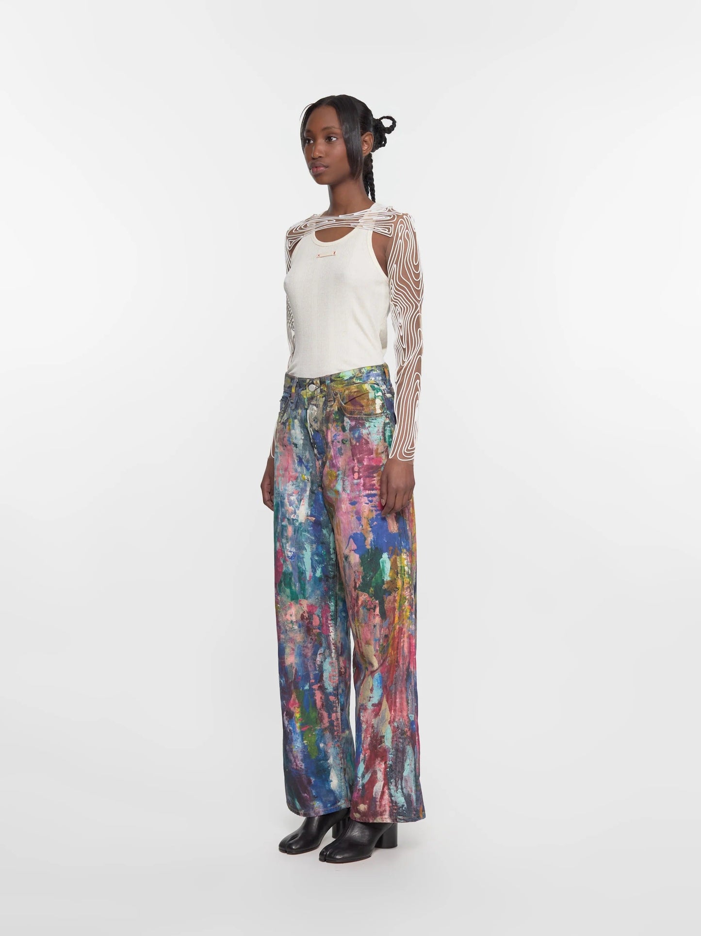 Jeans Multicolor con Estampa de Pintor