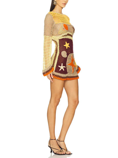Vestido Crochet Coral