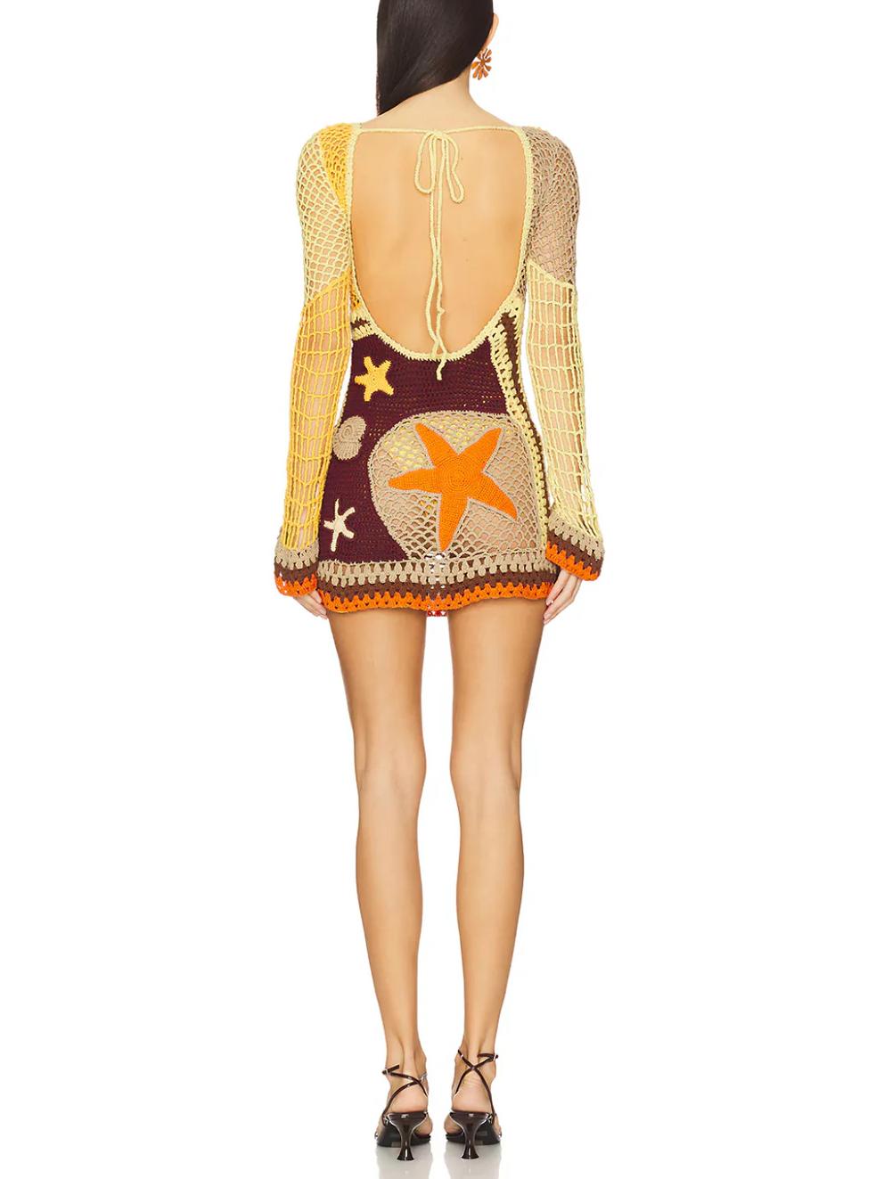 Vestido Crochet Coral