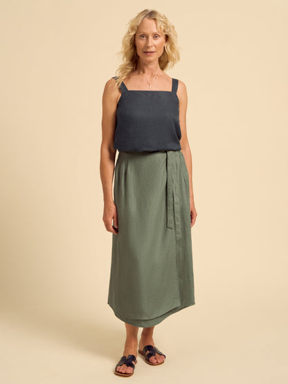 Falda Camila de Lino Verde